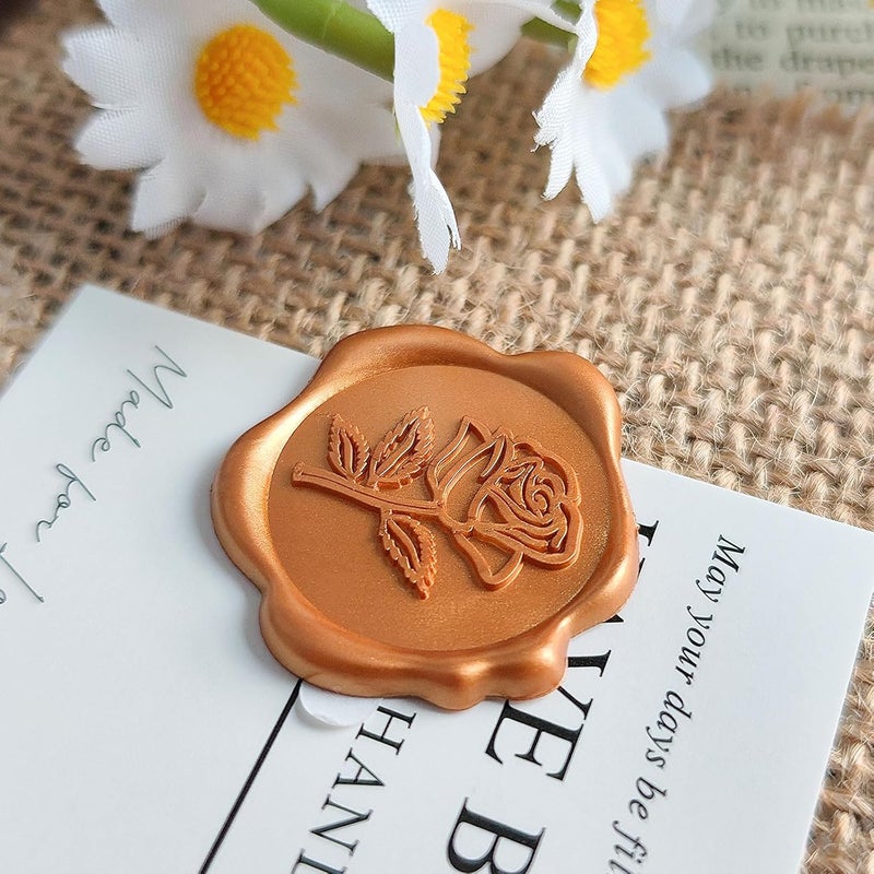 Pilloze 50 Pcs Orange Rose Style Wax Seal Stickers, Self Adhesive Wax Seal for Wedding Invitation, Easy Use Good Adhesion, Orange Rose Envelope Stickers Perfect for Invitation, Vellum Jackets, Menu - Image 4